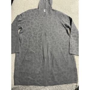 Chico's Women's Size L (2) Long Sleeve Animal Print Snap Sweater Cardigan Gray